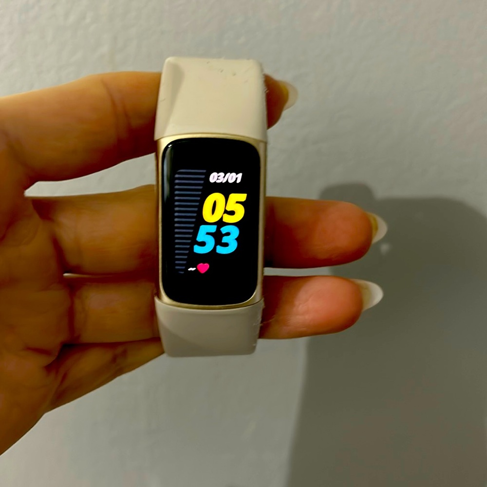 Fitbit charge 5.  Six months old. Works great and has no defects.